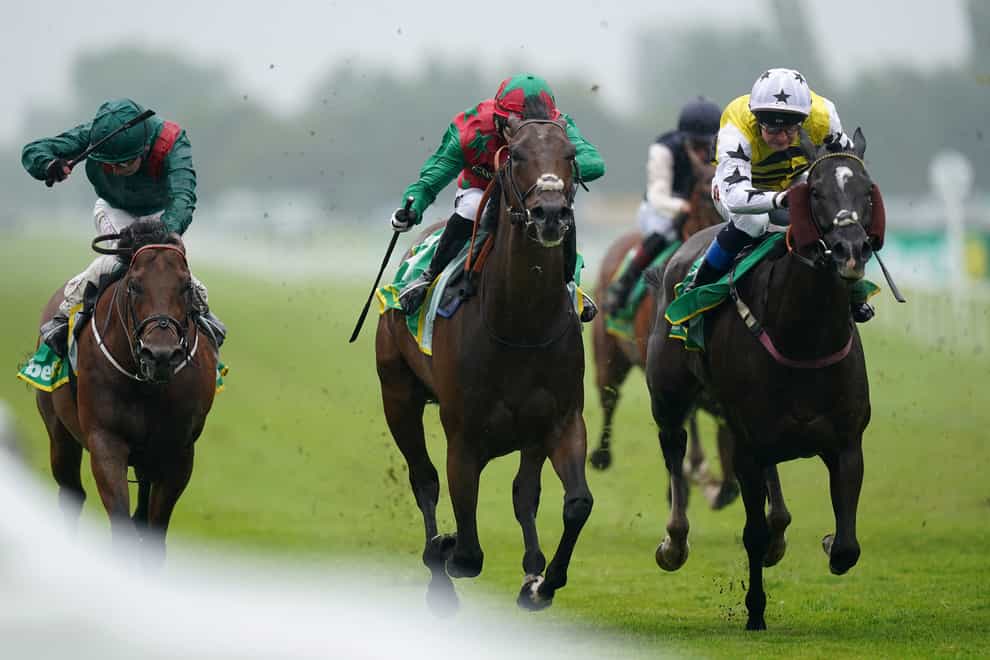 Commanche Falls ridden by jockey Connor Beasley (right) took the bet365 Hackwood Stakes (Adam Davy/PA)
