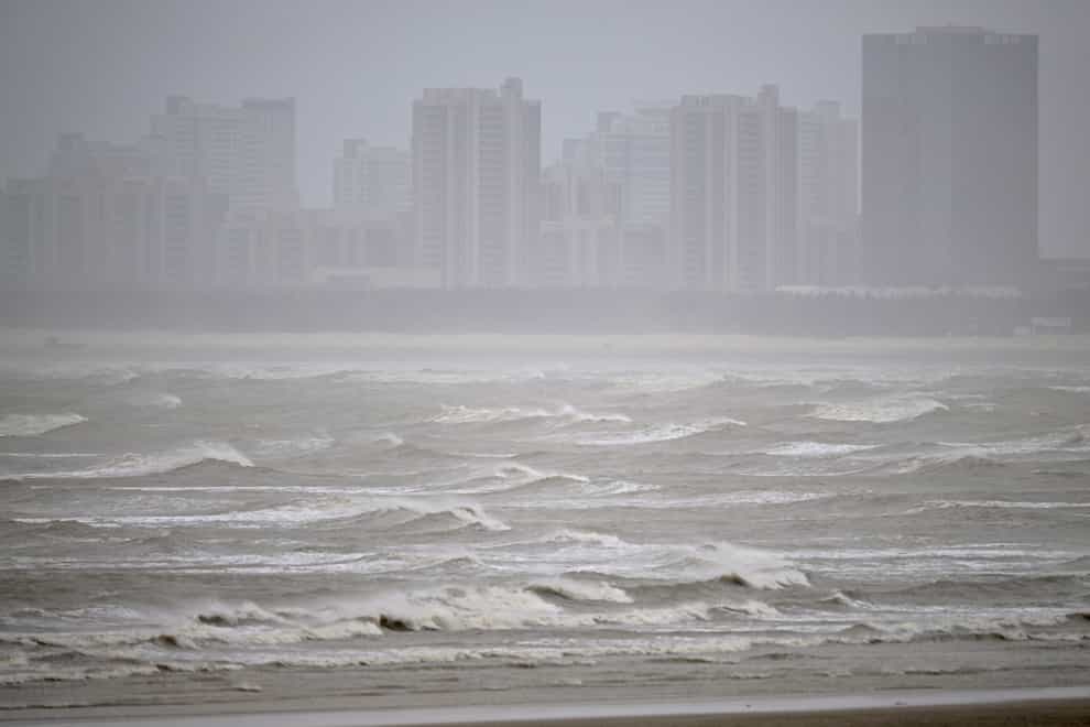 Waves are seen off the coast of Fuzhou in southeast China’s Fujian Province on Thursday (Wei Peiquan/Xinhua/AP)