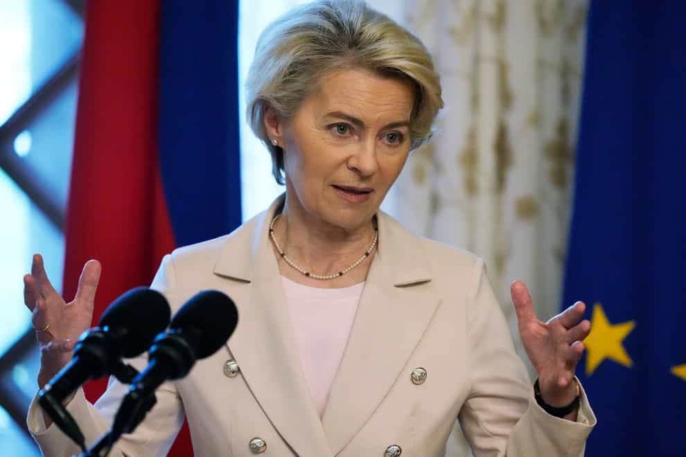 European Commission President Ursula von der Leyen during a joint press conference with Philippine President Ferdinand Marcos Jr (Aaron Favila, Pool/AP/PA)