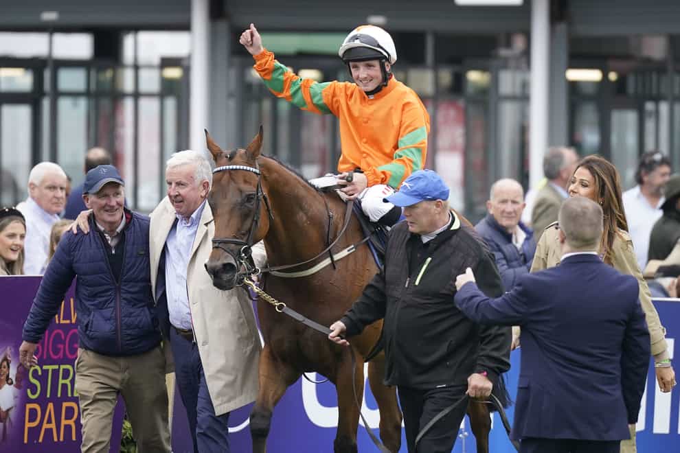 Chris Hayes salutes the Galway crowd aboard Coeur D’Or (Niall Carson/PA)