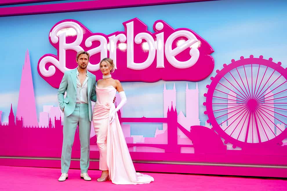 Ryan Gosling and Margot Robbie arrive for the European premiere of Barbie at Cineworld Leicester Square in London (Ian West/PA)