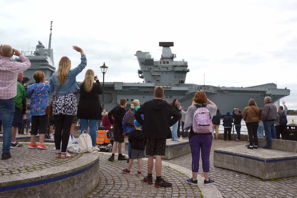 Aircraft carrier HMS Prince of Wales arrives at Portsmouth Naval Base (Ben Mitchell/PA)