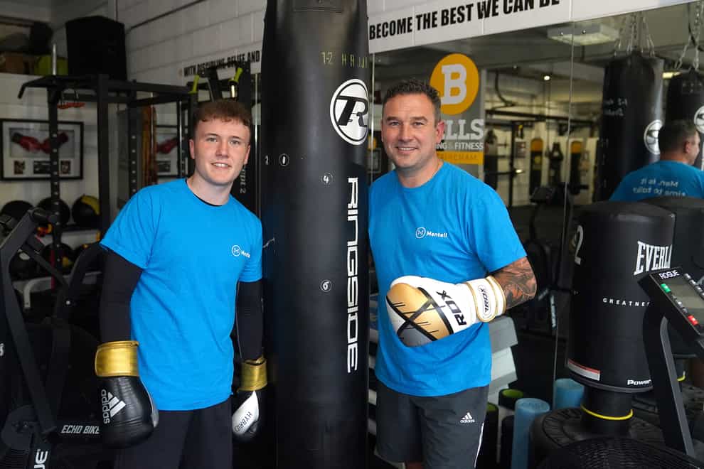 Dave Thompson (right) with son Will at Bells Gym in Altrincham, Greater Manchester (Martin Rickett/PA)