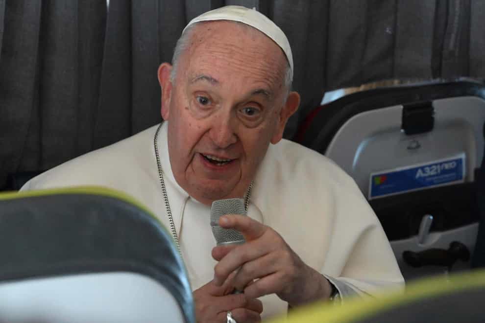 Pope Francis spoke to journalists during a press conference aboard his plane at the end of the 37th World Youth Day in Lisbon (Maurizio Brambatti/Pool Photo Via AP/PA)