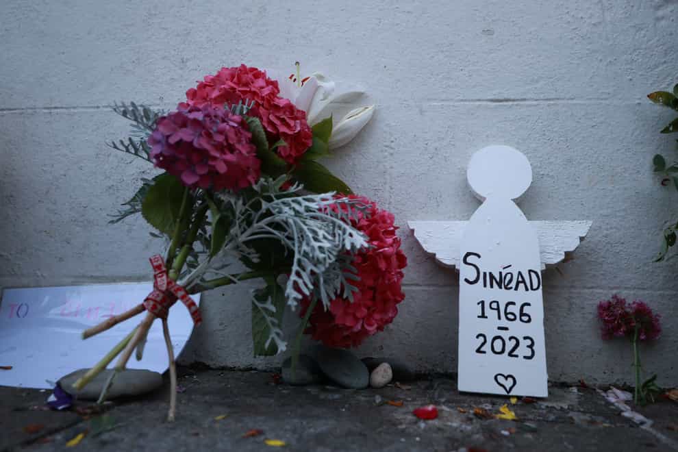 Flowers outside Sinead O’Connor’s former home in Bray, Co Wicklow (Liam McBurney/PA)