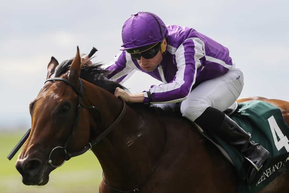 Ryan Moore on Little Big Bear wins the Keenland Phoenix Stakes at the Curragh Racecourse in County Kildare, Ireland (Lorraine O’Sullivan/PA)
