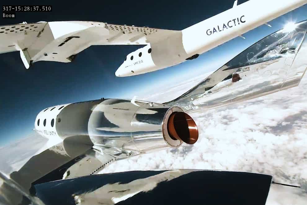 Three people reached the edge of space on Virgin Galactic’s first space tourism flight (Virgin Galactic/PA)
