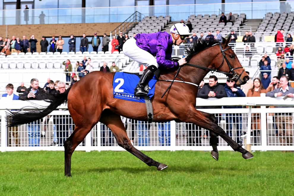 Bucanero Fuerte ridden by jockey Kevin Stott wins the Alkumait Standing at Capital Stallions Irish EBF Maiden at Curragh Racecourse, County Kildare. Picture date: Saturday March 25, 2023.