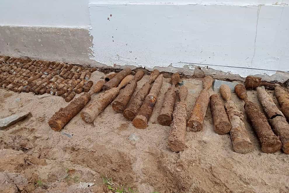 Cambodian authorities have temporarily closed a school after thousands of pieces of unexploded ordnance from the country’s nearly three decades of civil war were unearthed (Cambodia Mine Action Centre/AP)