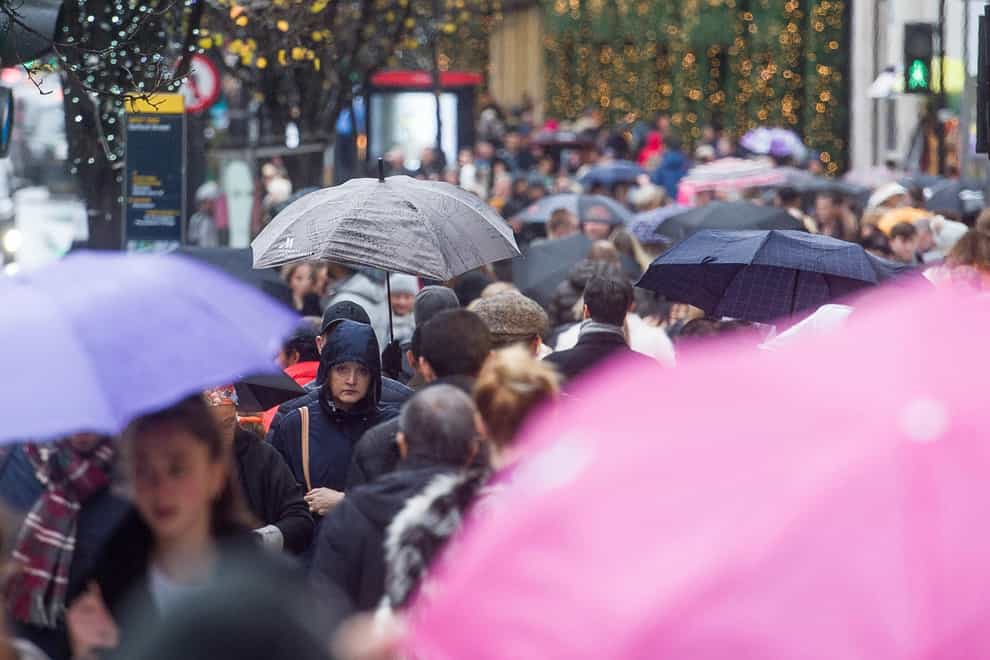 Shoppers were held back by wet weather last month (Peter Summers/PA)