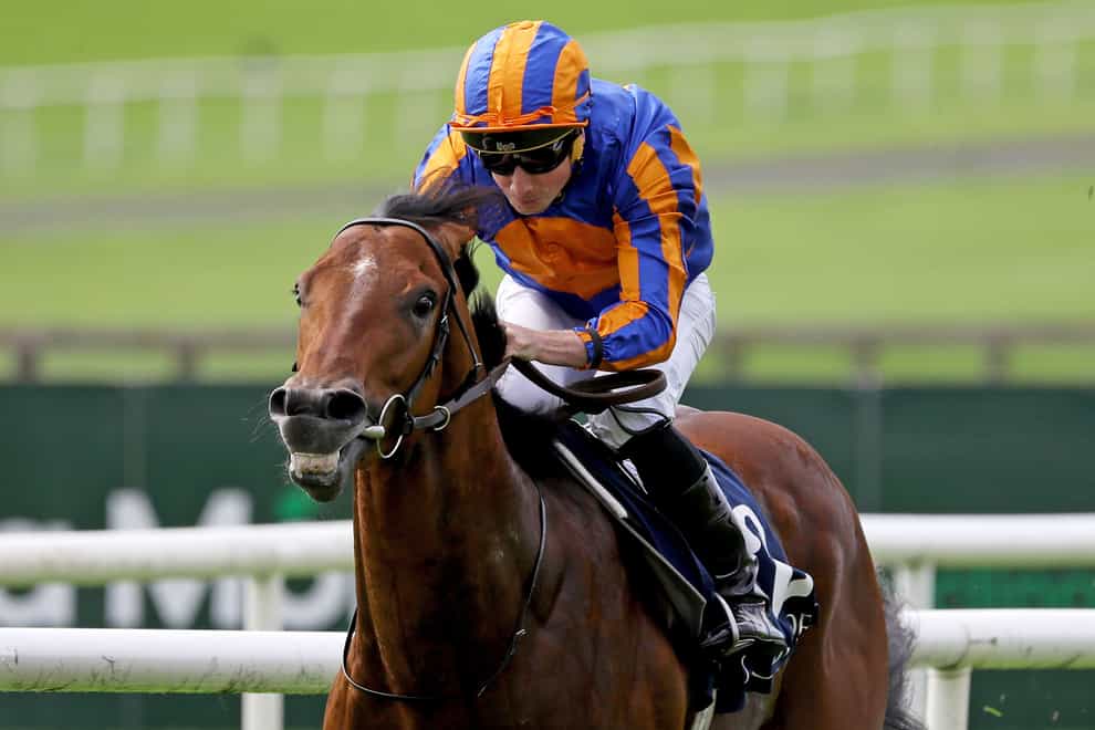Henry Longfellow ridden by Ryan Moore on the way to winning the Coolmore Stud Wootton Bassett Irish European Breeders Fund Futurity Stakes at Curragh Racecourse, County Kildare. Picture date: Saturday August 19, 2023.