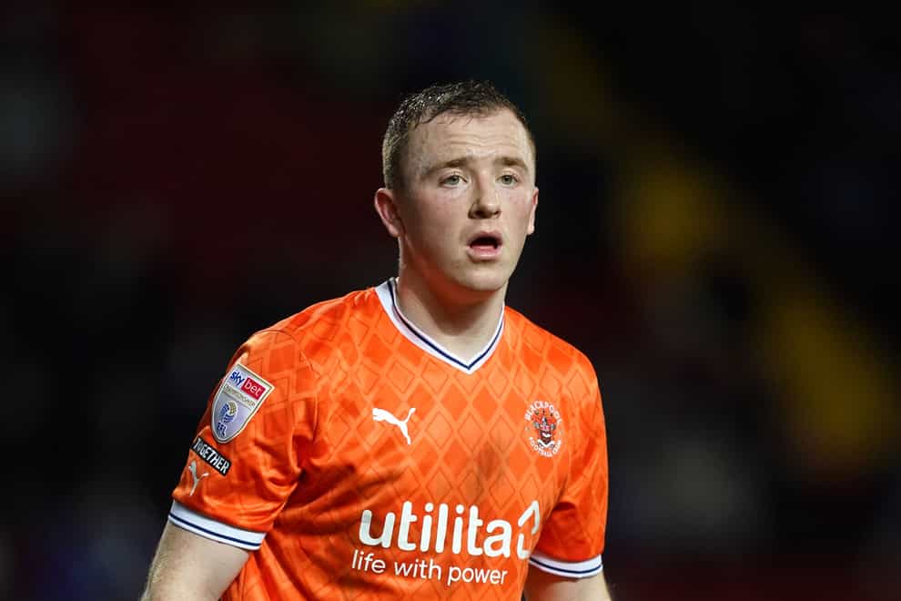 Shayne Lavery went close for Blackpool but could find no way through (Martin Rickett/PA)