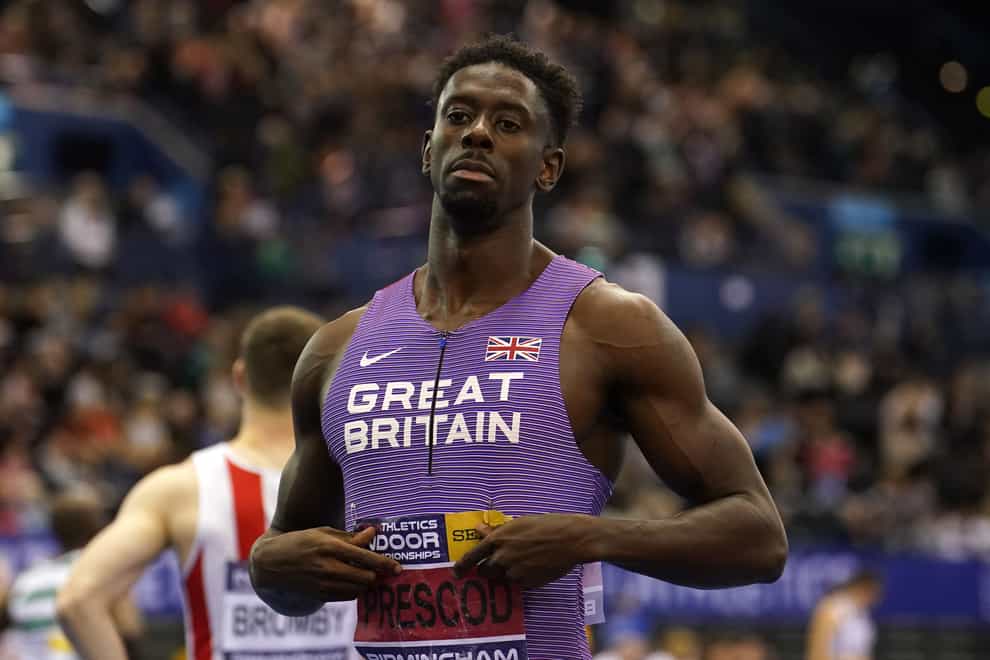 Reece Prescod will not race in the 4x100m relay in Hungary. (Martin Rickett/PA)