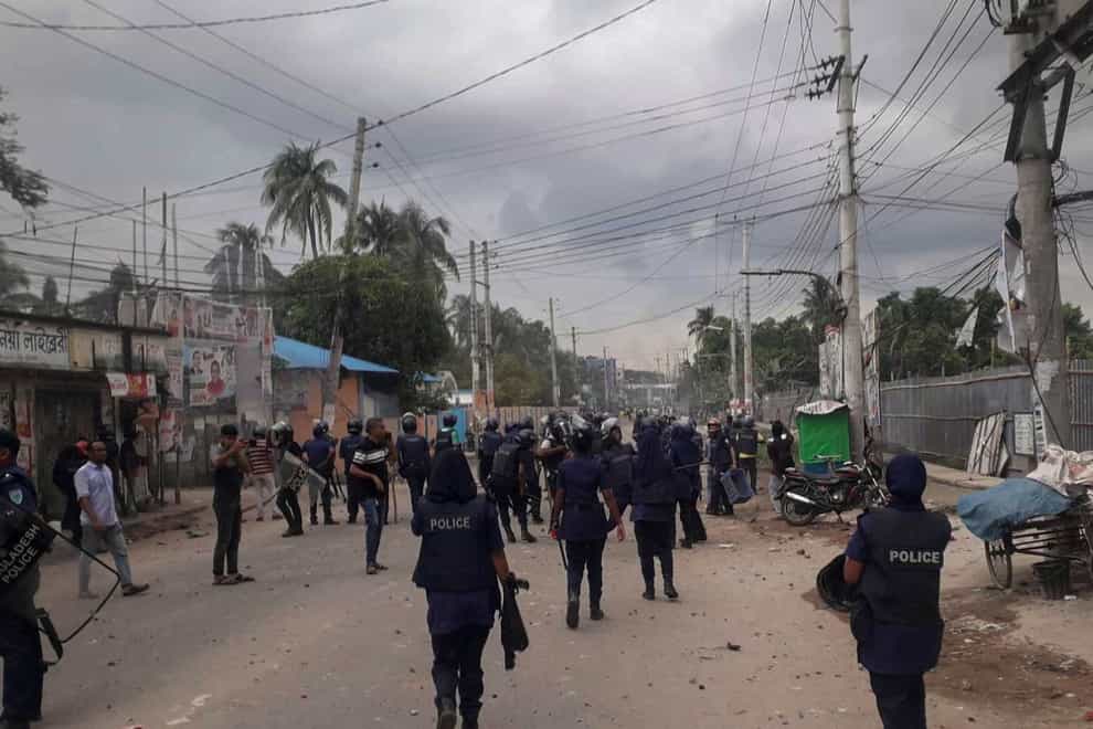 Police and activists clashed in Habiganj, Bangladesh (Sahibur Rahman/AP)
