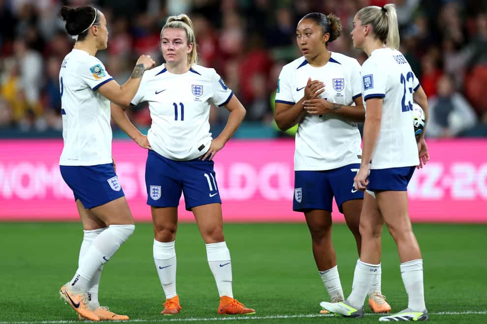 England’s Lucy Bronze, Lauren Hemp, Lauren James and Alessia Russo, left to right, represent Barcelona, Manchester City, Chelsea and Arsenal respectively (Isabel Infantes/PA)