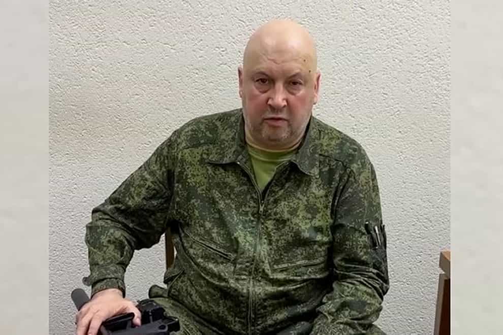 General Sergei Surovikin, a former commander of Russia’s forces in Ukraine who was linked to the leader of the short-lived Wagner rebellion, has been dismissed from his job as chief of the air force, according to Russian state media (Russian Defence Ministry Press Service/AP)