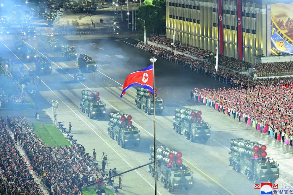 What are described by the North Korean government as rocket launchers during a military parade in Pyongyang (Korean Central News Agency/Korea News Service/AP)