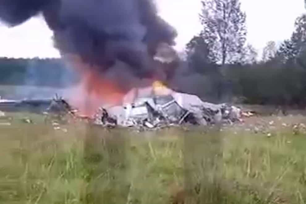 The crash site near the village of Kuzhenkino, Tver Region (Ostorozhno Novosti/AP)