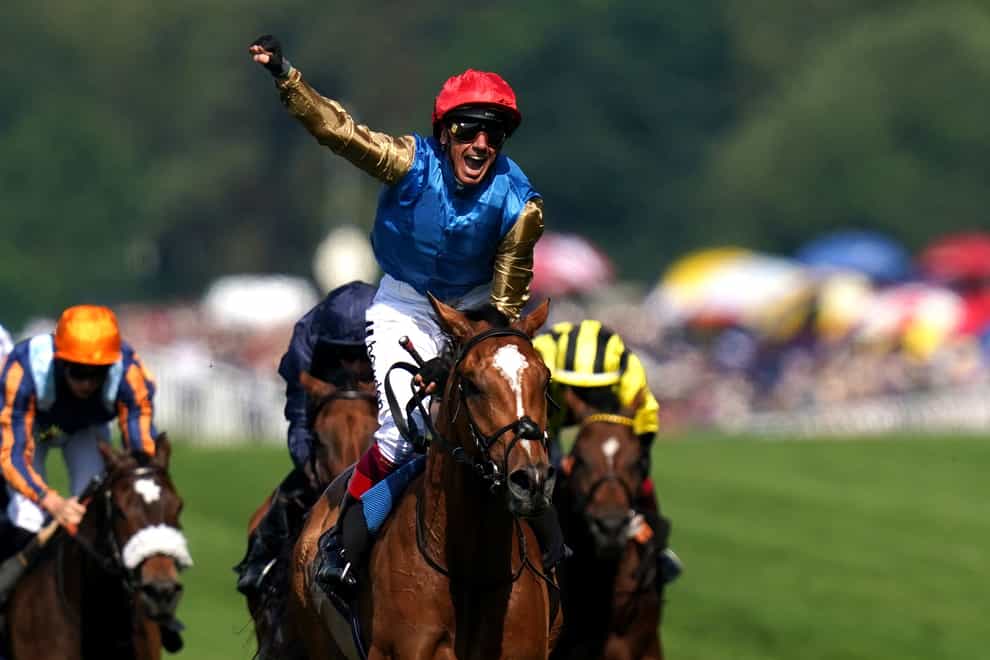 Frankie Dettori celebrates aboard Courage Mon Ami after winning the Gold Cup at Ascot (John Walton/PA)