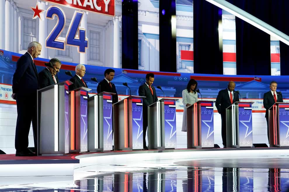 Republican presidential candidates on the debate stage (AP Photo/Morry Gash)
