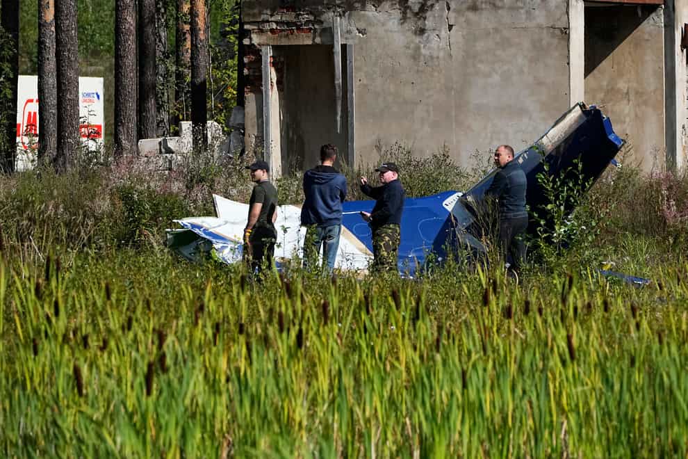 The jet crashed near the village of Kuzhenkino, Tver region, Russia (AP)