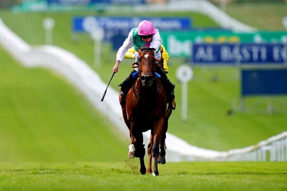 Nostrum ridden by jockey Ryan Moore on their way to winning the Edmondson Hall Solicitors Sir Henry Cecil Stakes (David Davies/PA)