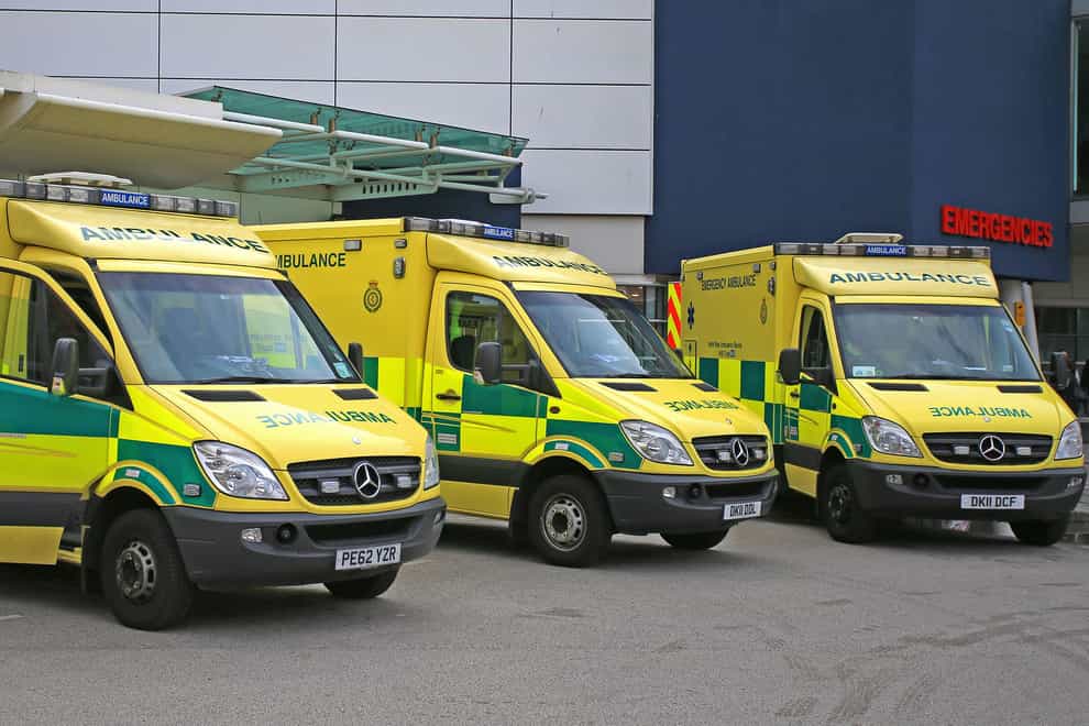 Ambulances outside a hospital (Peter Byrne/PA)