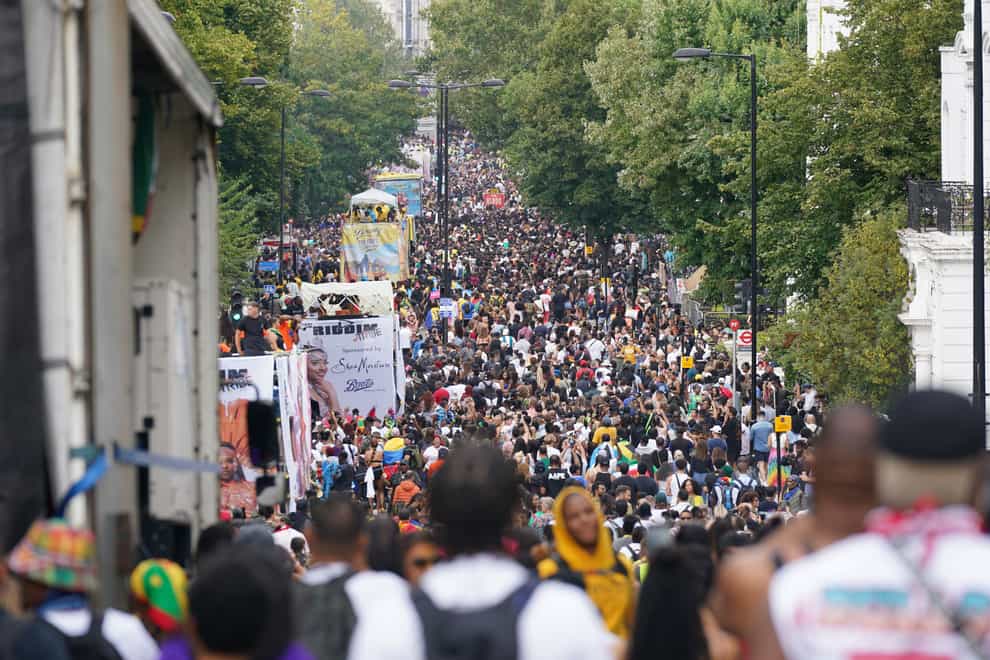 Crowds during the Children’s Day Parade, part of the Notting Hill Carnival celebration (Yui Mok/PA)