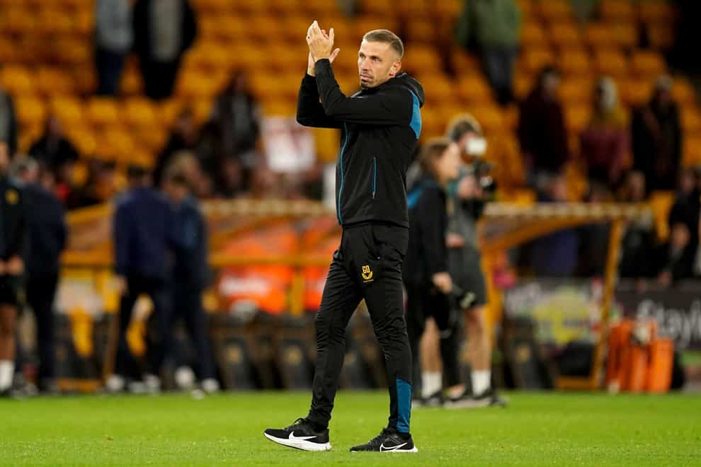 Wolves manager Gary O’Neil applauds the fans following his side’s win (Mike Egerton/PA)
