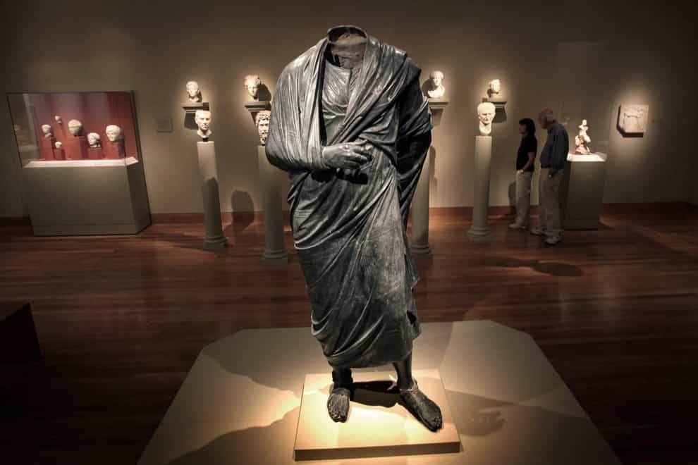 The Roman-era statue is thought to represent Marcus Aurelius (AP)