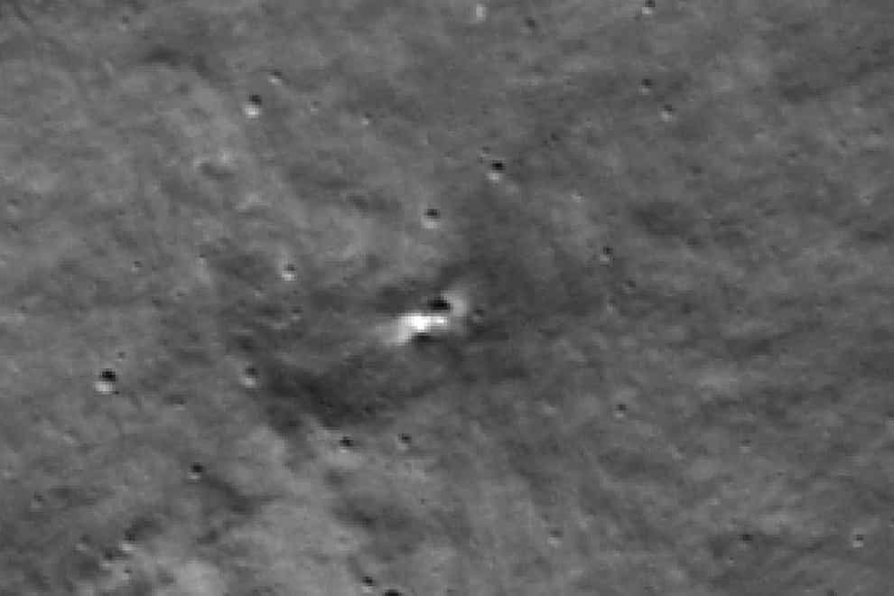 A Nasa spacecraft around the moon has found the likely crash site of Russia’s lost lunar lander (Nasa’s Goddard Space Flight Centre/Arizona State University/AP)