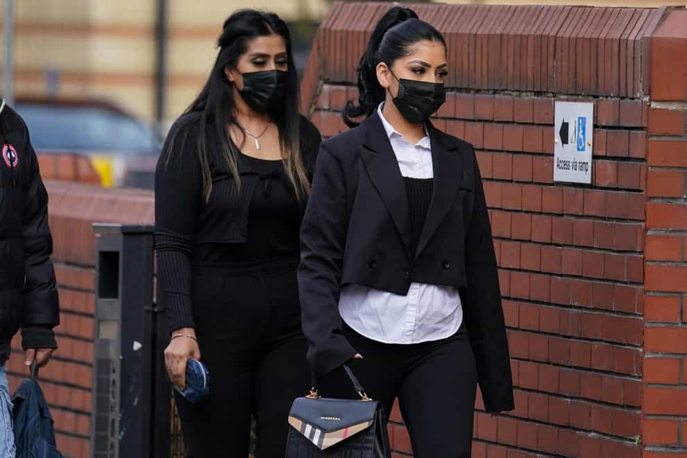 Mahek Bukhari (right) and her mother Ansreen Bukhari pictured in April arriving at Leicester Crown Court (Jacob King/PA)