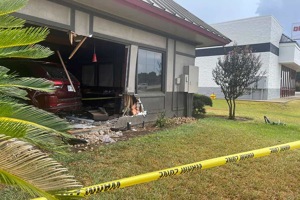 A vehicle crashed into a Denny’s restaurant in Texas (Rosenberg Police Department via AP)
