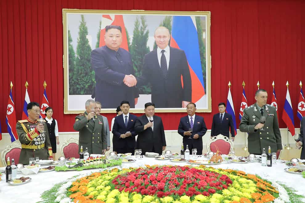 North Korean leader Kim Jong Un met Russian defence minister Sergei Shoigu (Korean Central News Agency/Korea News Service via AP)