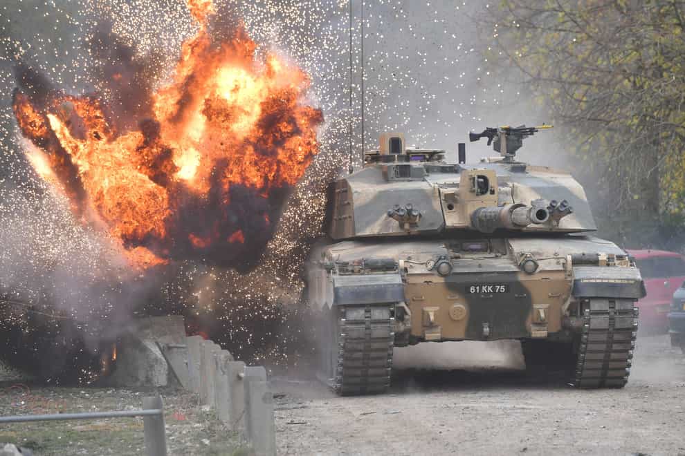 A Challenger 2 is thought to have been destroyed by enemy fire for the first time (Ben Birchall/PA)