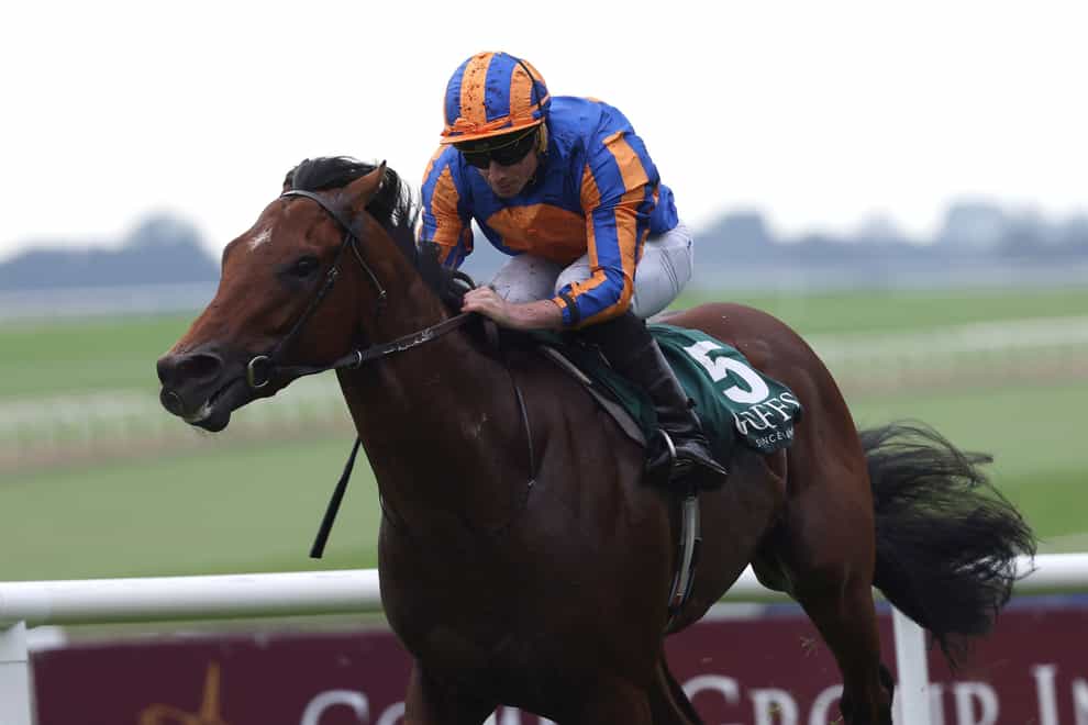 Henry Longfellow ridden by Ryan Moore wins the Goffs Vincent O�Brien National Stakes at Curragh Racecourse, County Kildare. Picture date: Sunday September 10, 2023.