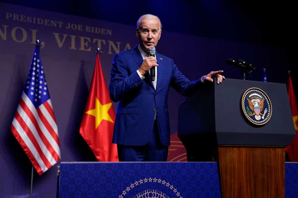 U.S. President Joe Biden addresses a press conference in Hanoi (AP Photo/Evan Vucci)