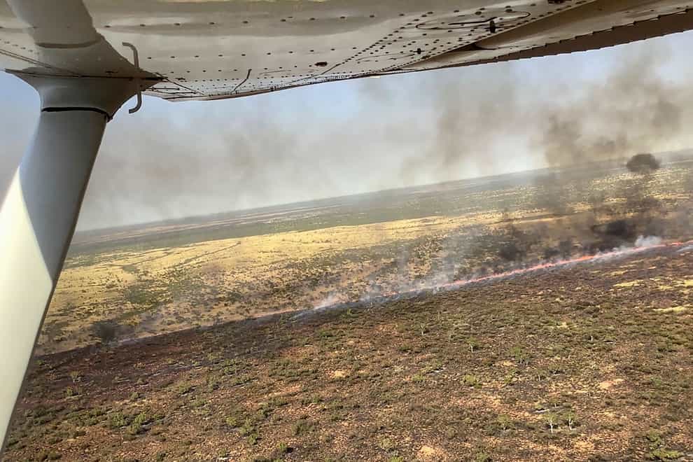 A large fire is burning near Tennant Creek in the Northern Territory of Australia (Bushfires NT via AP)