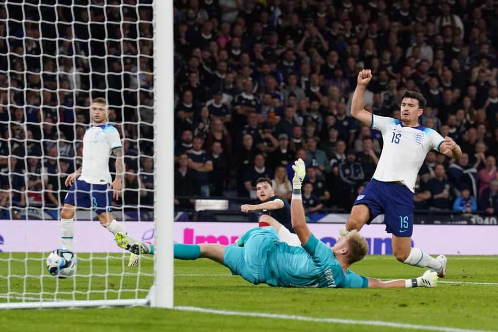 Harry Maguire put through his own net against Scotland (Andrew Milligan/PA).