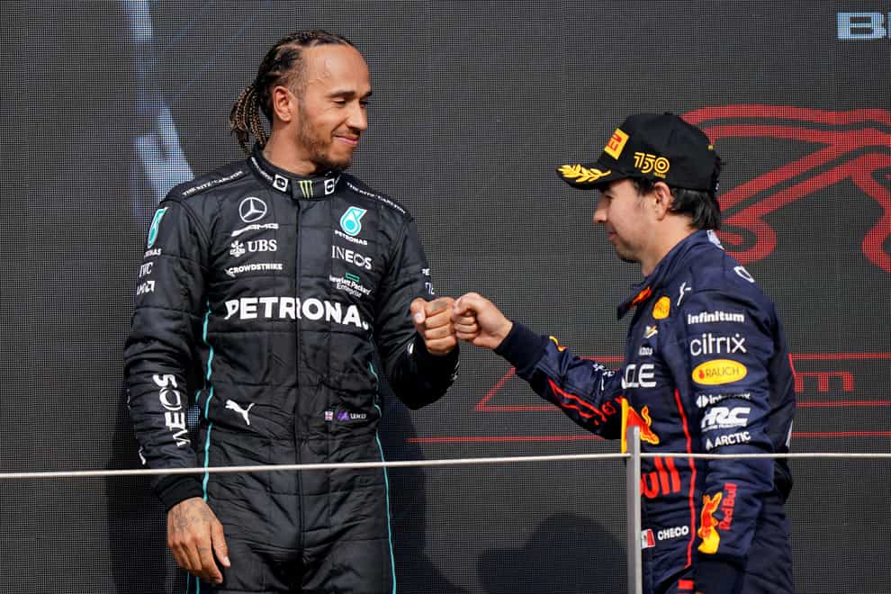 Lewis Hamilton, left, was unimpressed by Helmut Marko’s comments about Sergio Perez (Tim Goode/PA)