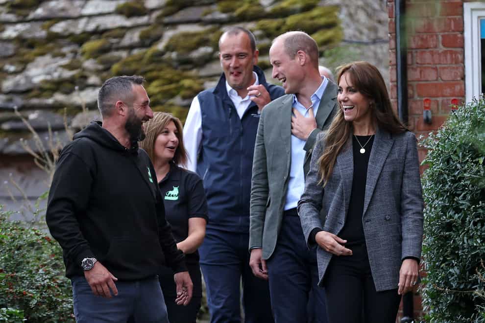 Kate and William were visiting Kings Pitt Farm in Aconbury (Cameron Smith/PA)
