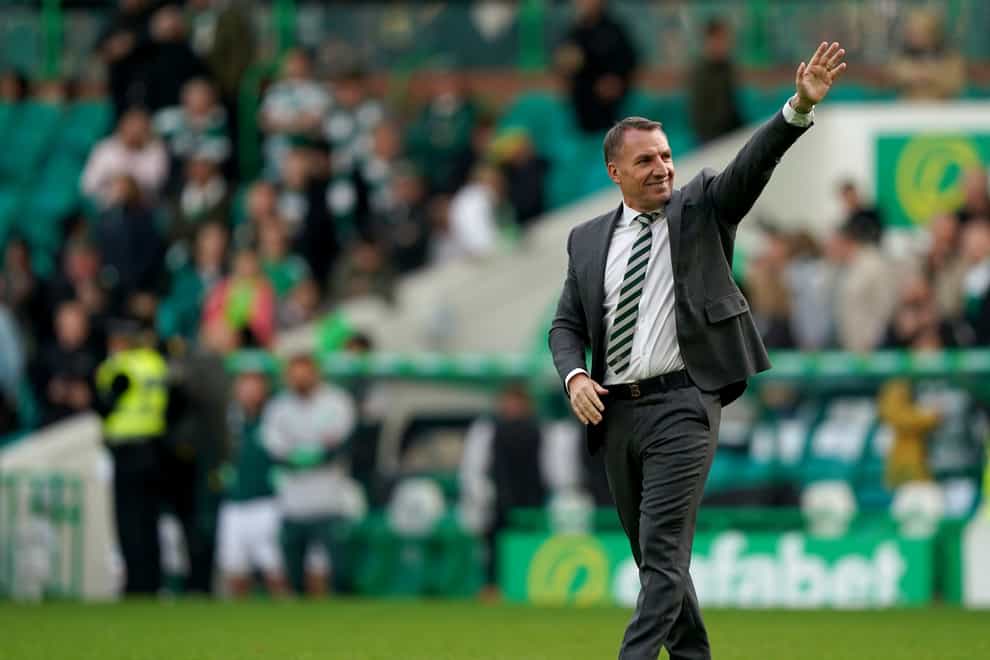 Brendan Rodgers thanks the Celtic fans (Andrew Milligan/PA)
