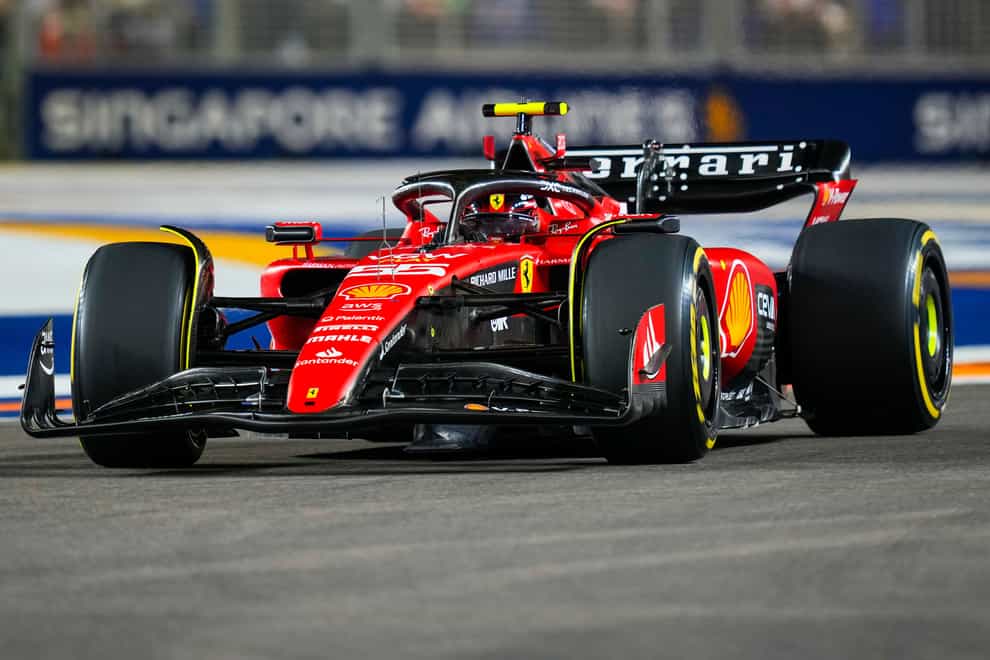 Ferrari’s Carlos Sainz became the first non-Red Bull winner of 2023 (Vincent Thian/AP)