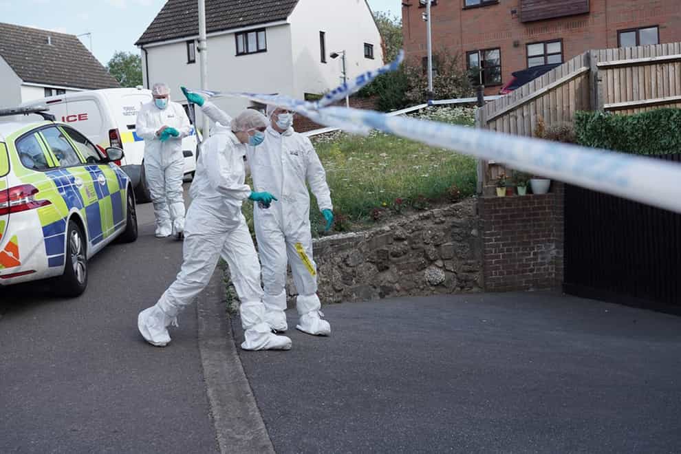 Police and forensic investigators at a property in Pump Hill, Great Baddow in Chelmsford, after a woman was arrested on suspicion of murder (Essex Police/ PA)