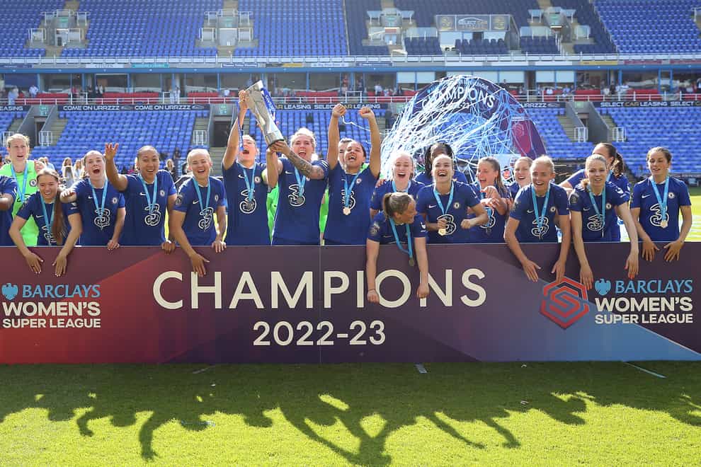 Chelsea claimed a fourth consecutive Women’s Super League title last season and plans have been unveiled for England’s top two divisions to earn one billion pounds in revenue (Nigel French/PA)