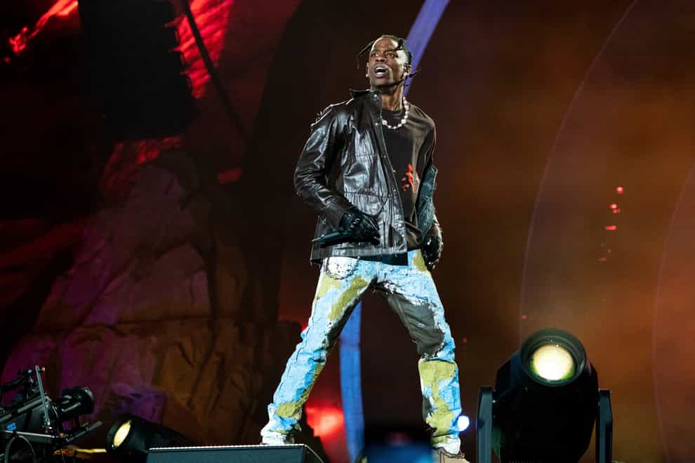 Travis Scott performing at the Astroworld Music Festival at NRG Park on November 5, 2021, in Houston (Amy Harris/Invision/AP/PA)