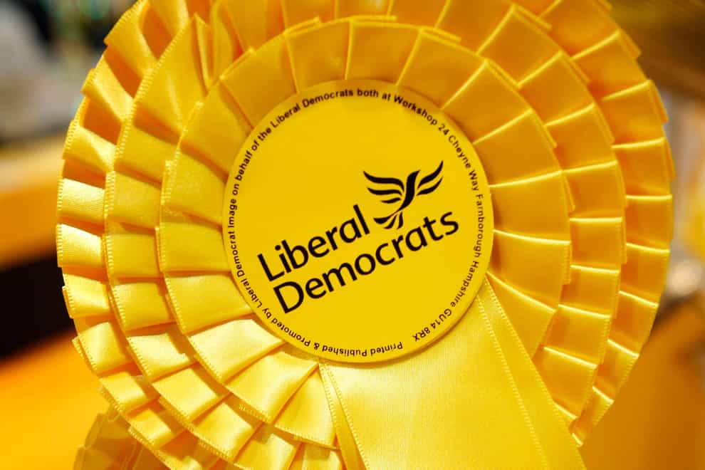 Liberal Democrat rosettes during day one of the Liberal Democrat autumn conference at the Clyde Auditorium in Glasgow, Scotland (Danny Lawson/PA)