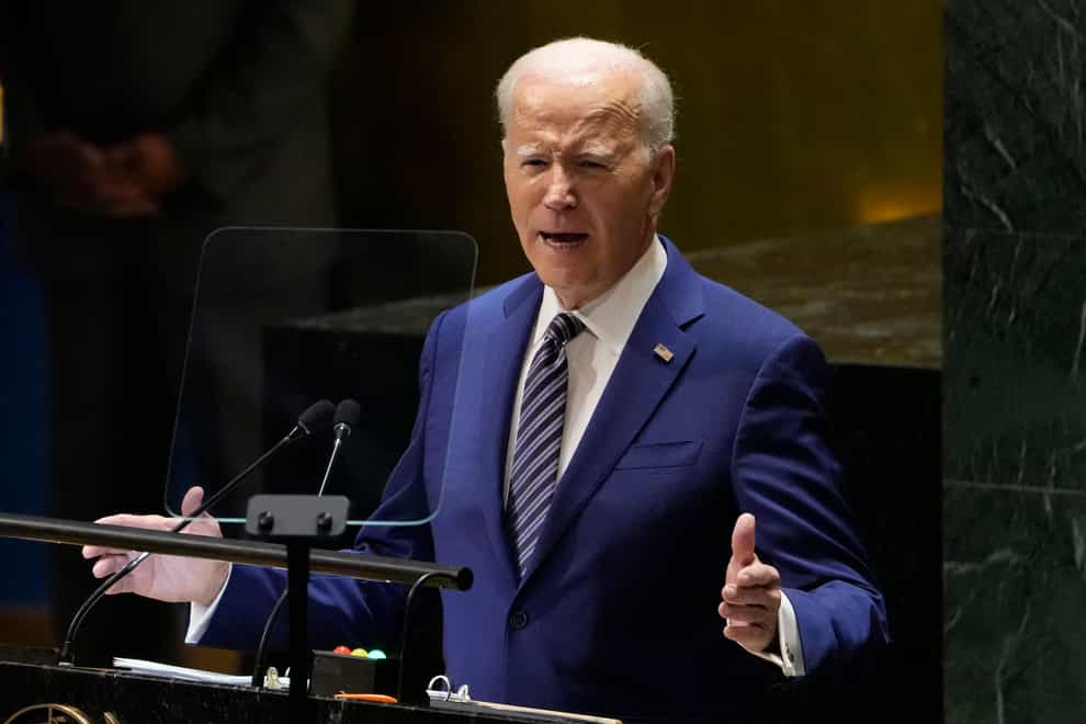 President Joe Biden addresses the 78th United Nations General Assembly in New York (Susan Walsh/AP/PA)