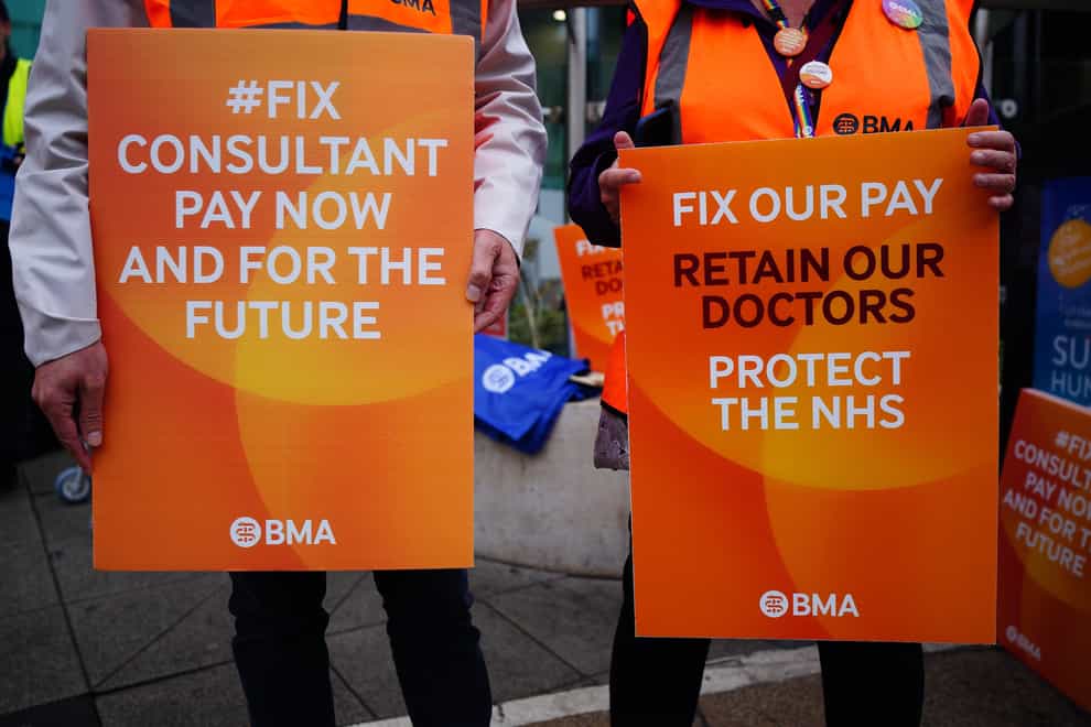Junior doctors and consultants are jointly striking today (Ben Birchall/PA)