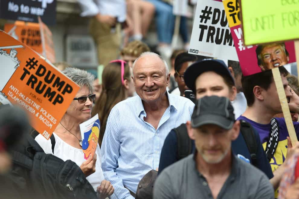 Ken Livingstone (centre) joins demonstrators (Joe Giddens/PA)